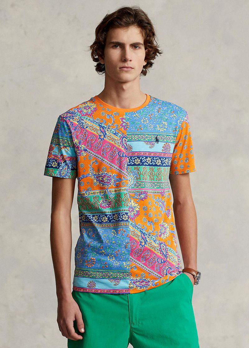 Camiseta Polo Ralph Lauren Hombre Custom Slim Fit Patchwork-Print Chile Multicolor DWBVE-2186